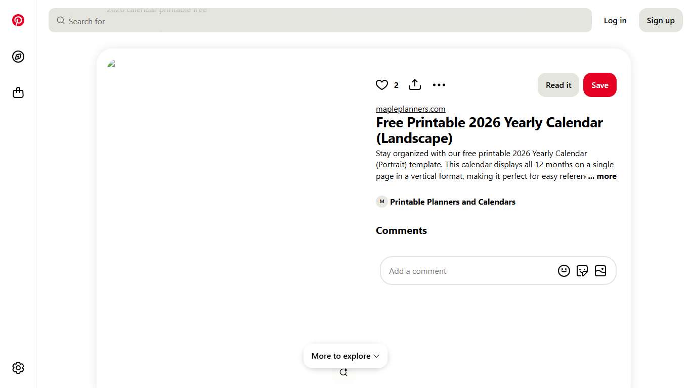 Free Printable 2026 Yearly Calendar (Landscape)