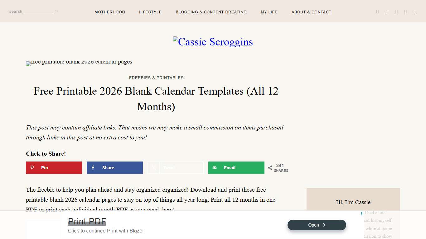 Free Printable 2026 Blank Calendar Templates (All 12 Months)