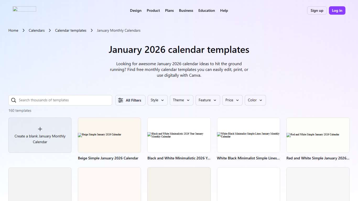 Free and editable January 2026 calendar templates Canva